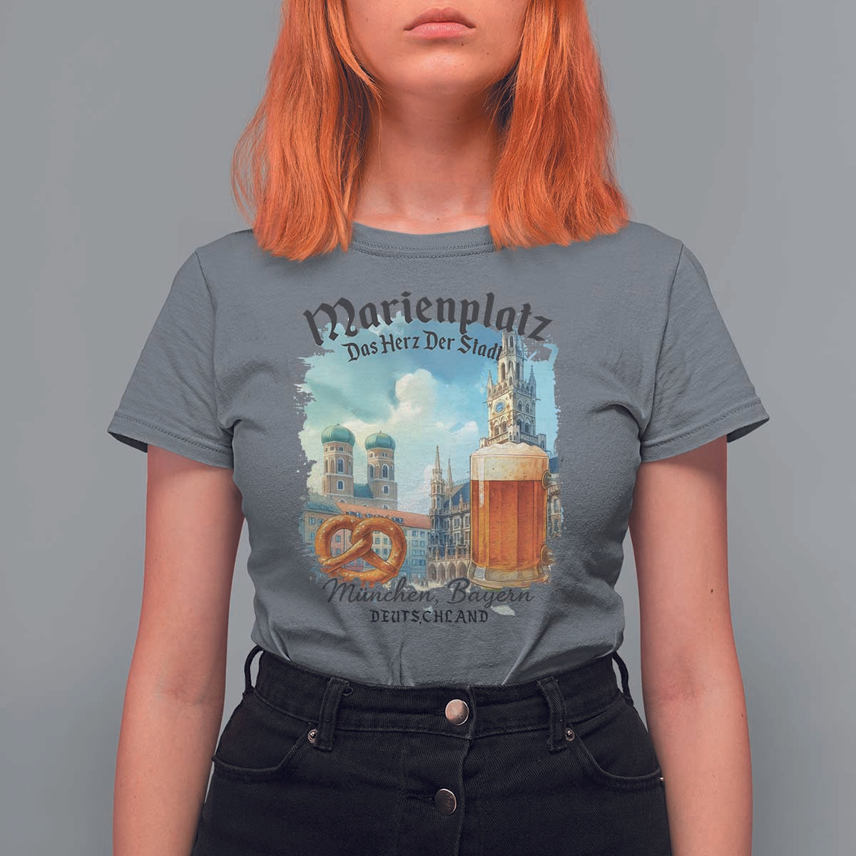 Bavarian Festival Munich Oktoberfest T Shirt For Women Das Herz Der Stadt Beer Pretzel - Wonder Print Shop