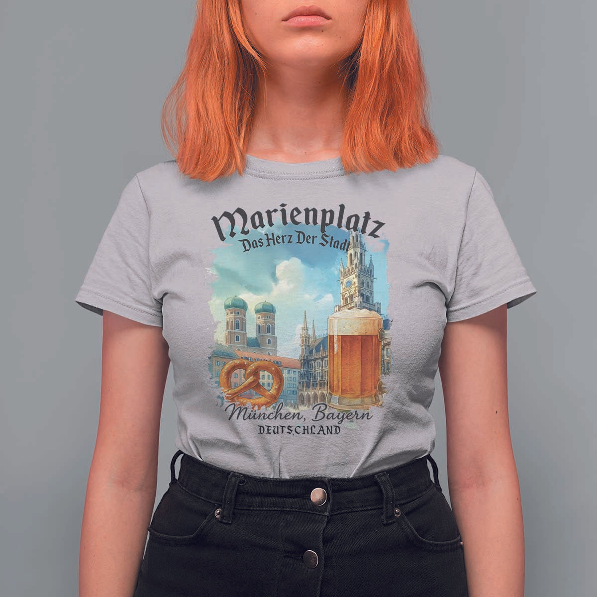 Bavarian Festival Munich Oktoberfest T Shirt For Women Das Herz Der Stadt Beer Pretzel - Wonder Print Shop