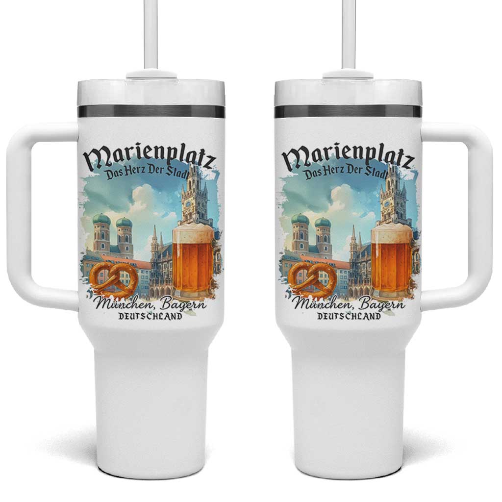 Bavarian Festival Munich Oktoberfest Tumbler With Handle Das Herz Der Stadt Beer Pretzel - Wonder Print Shop