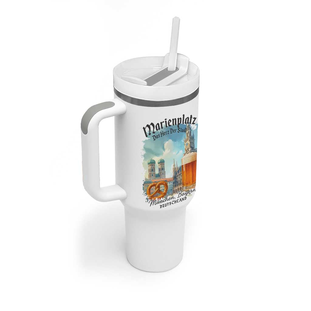 Bavarian Festival Munich Oktoberfest Tumbler With Handle Das Herz Der Stadt Beer Pretzel - Wonder Print Shop