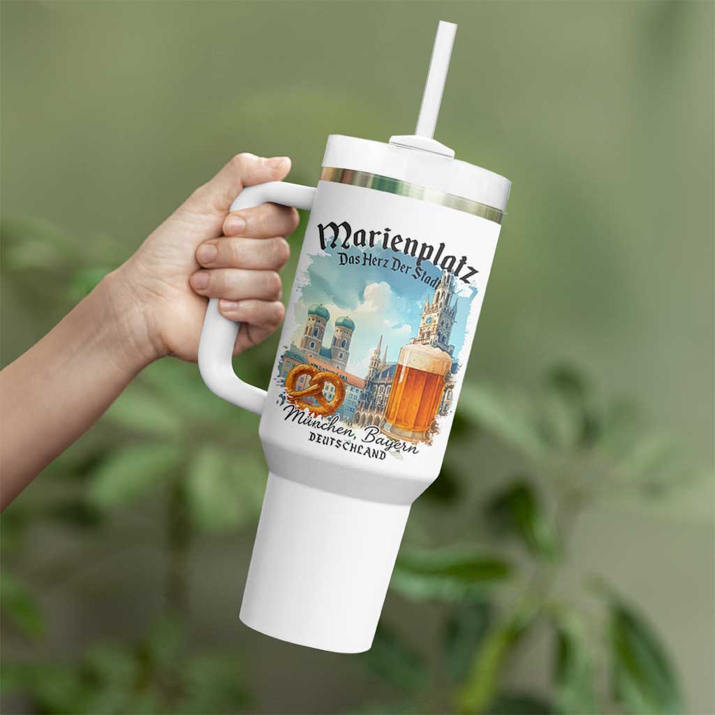 Bavarian Festival Munich Oktoberfest Tumbler With Handle Das Herz Der Stadt Beer Pretzel - Wonder Print Shop
