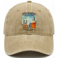Bavarian Festival Munich Oktoberfest Washed Cotton Baseball Cap Das Herz Der Stadt Beer Pretzel