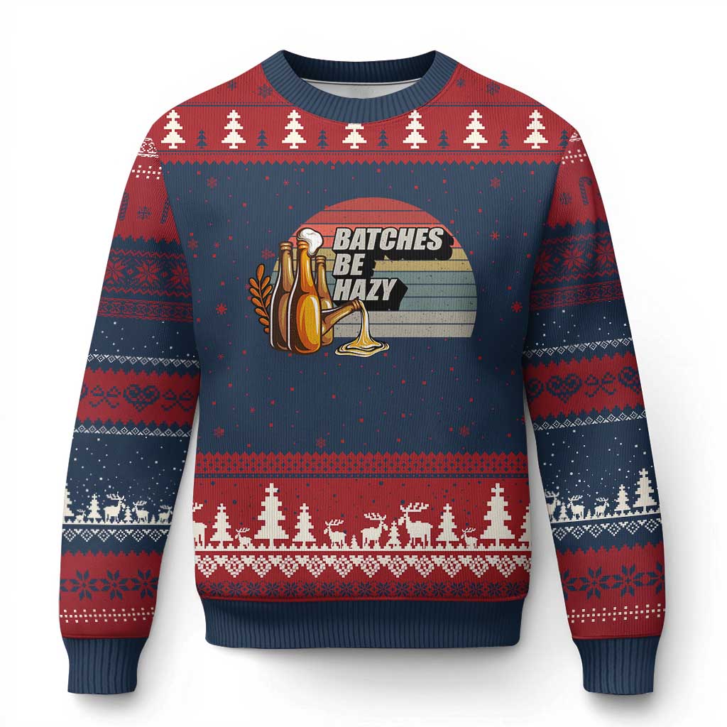 Funny Batches Be Hazy Ugly Christmas Sweater Vintage Craft Beer Brewing - Wonder Print Shop