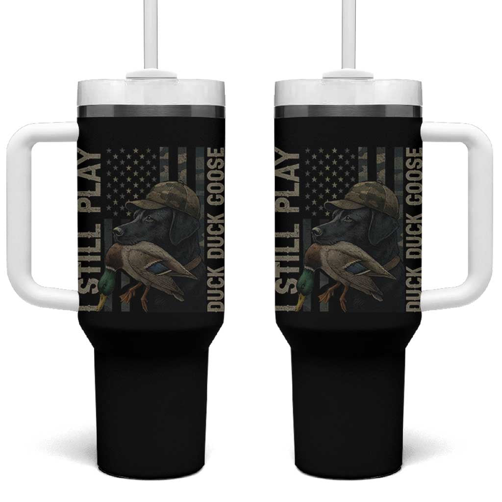 Funny I Still Play Duck Duck Goose Tumbler With Handle Duck Hunting Dog Back Lab - Wonder Print Shop