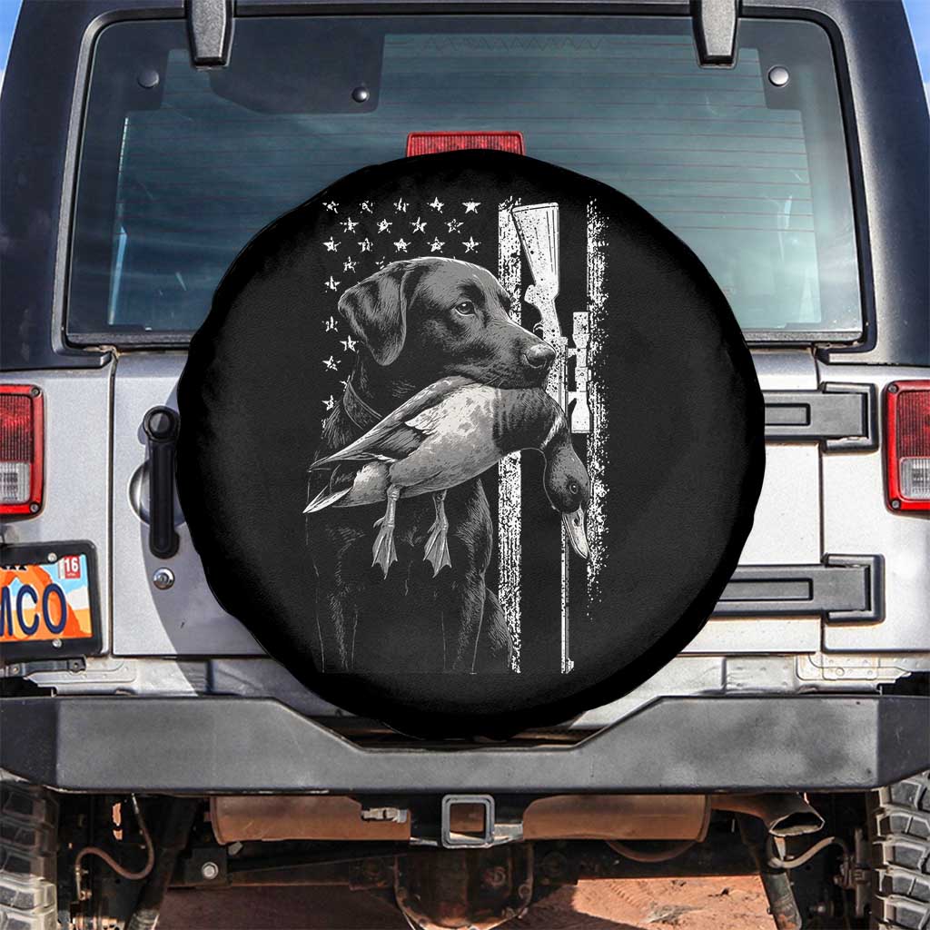 Duck Hunting Dog Back Lab Vintage American Flag Spare Tire Cover - Wonder Print Shop