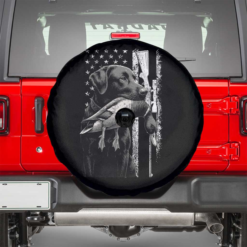 Duck Hunting Dog Back Lab Vintage American Flag Spare Tire Cover - Wonder Print Shop