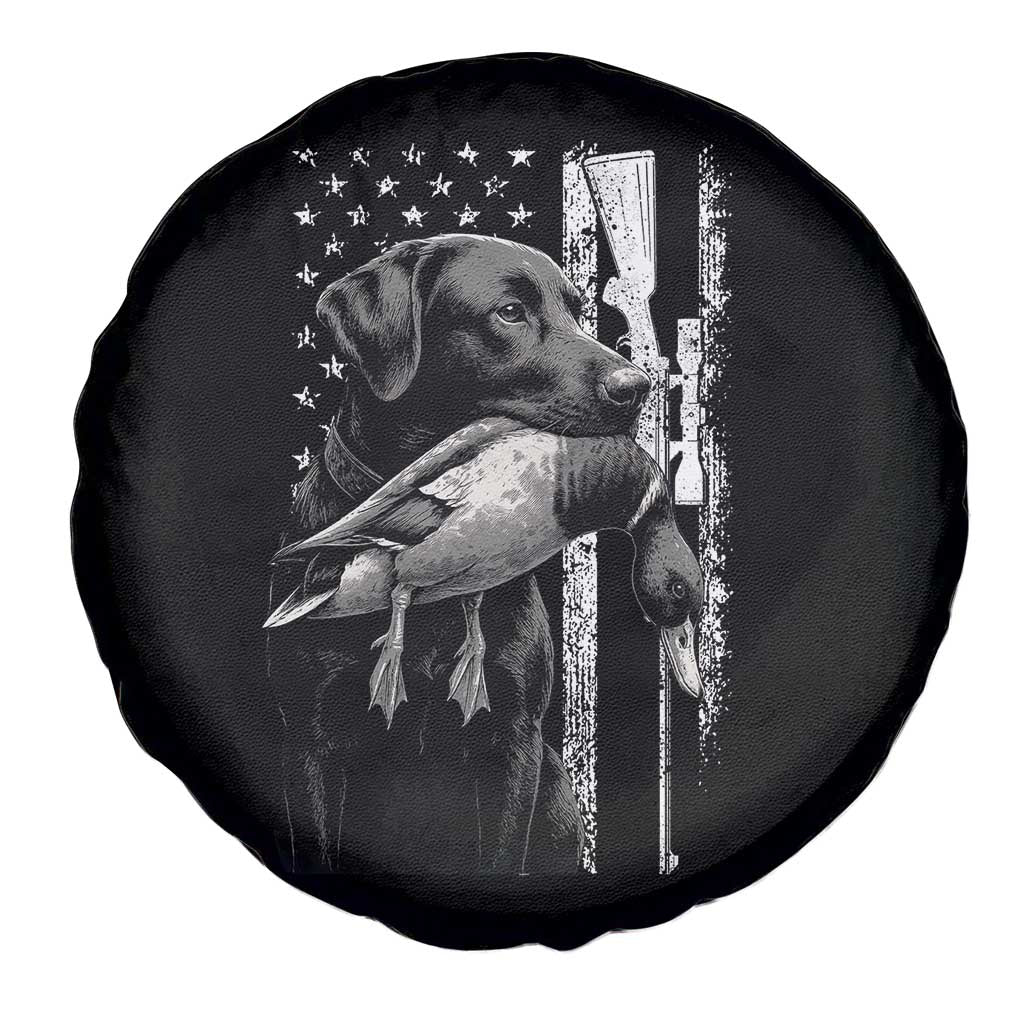 Duck Hunting Dog Back Lab Vintage American Flag Spare Tire Cover - Wonder Print Shop