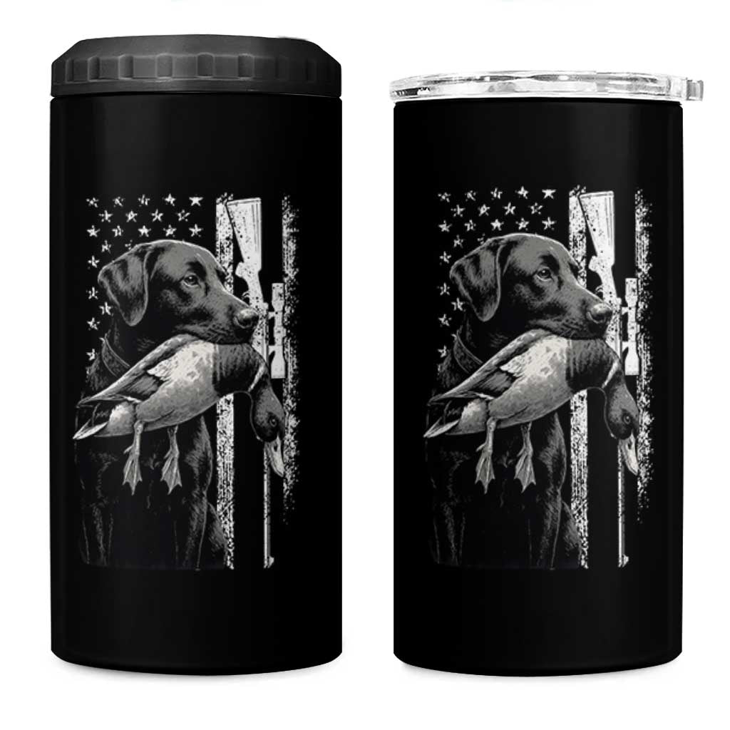 Duck Hunting Dog Back Lab Vintage American Flag 4 in 1 Can Cooler Tumbler - Wonder Print Shop