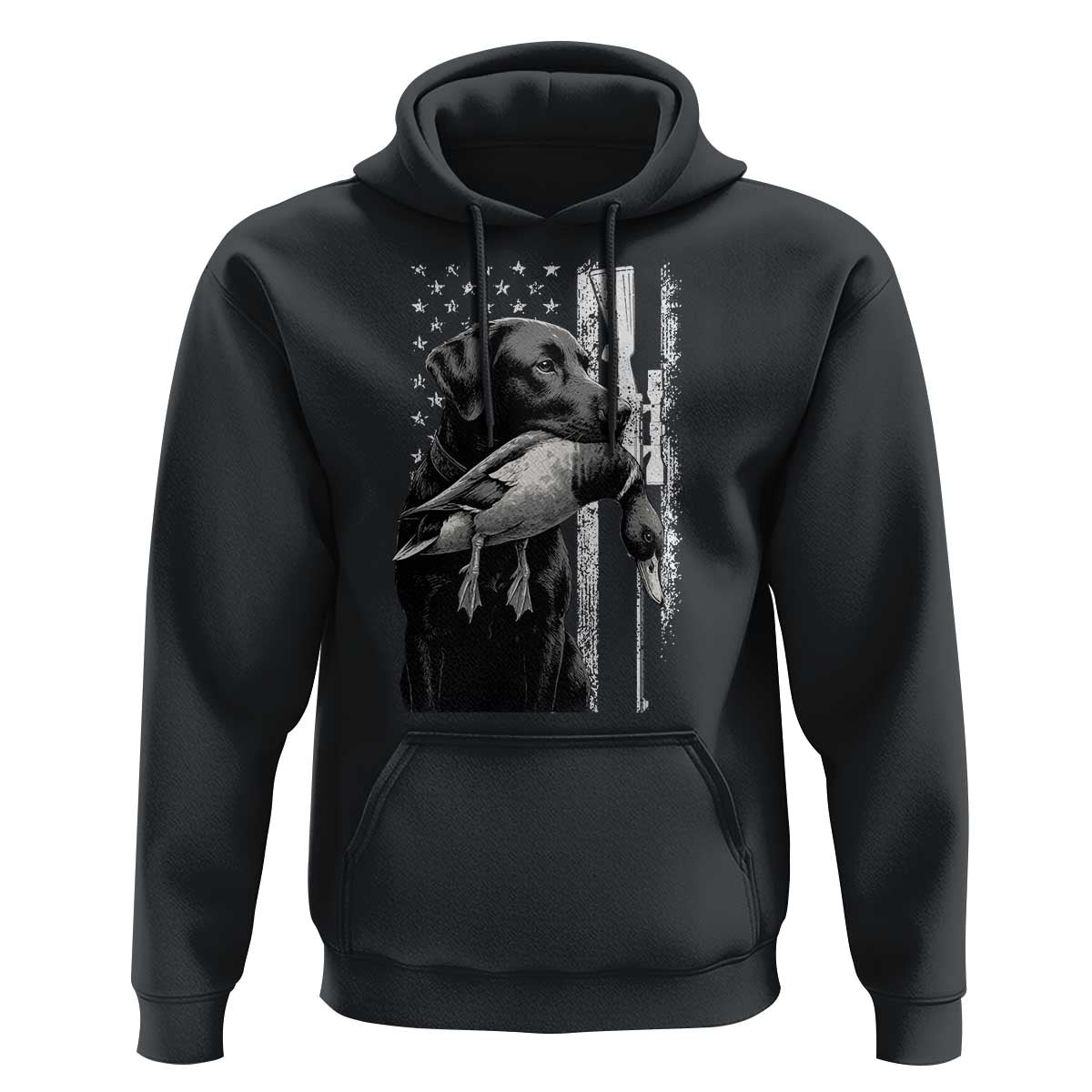 Duck Hunting Dog Back Lab Vintage American Flag Hoodie - Wonder Print Shop