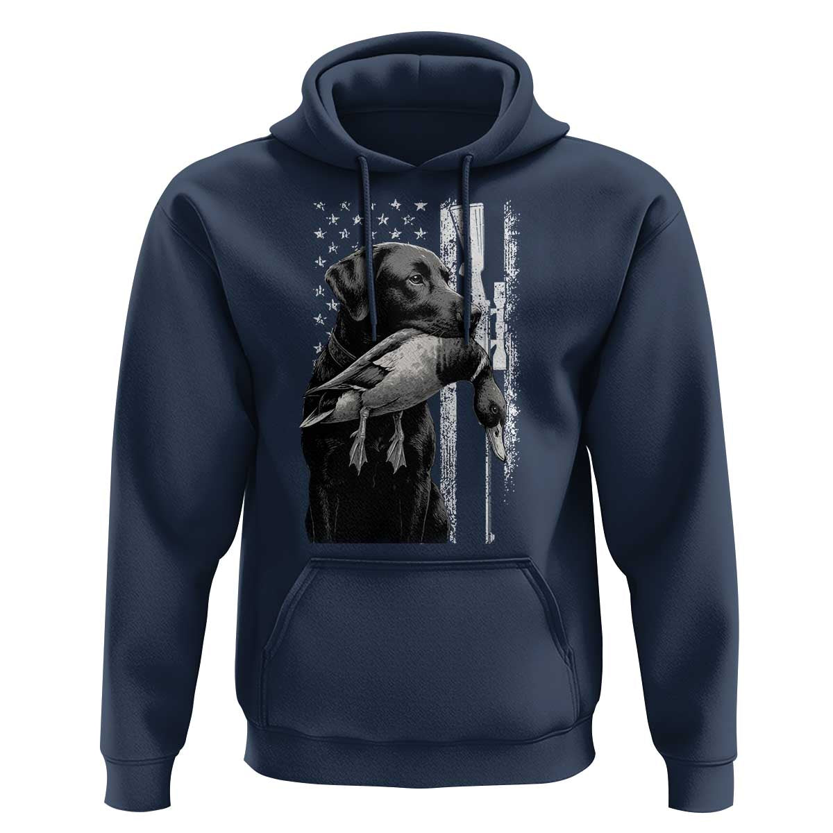 Duck Hunting Dog Back Lab Vintage American Flag Hoodie - Wonder Print Shop