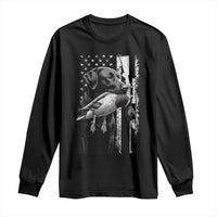 Duck Hunting Dog Back Lab Vintage American Flag Long Sleeve Shirt - Wonder Print Shop