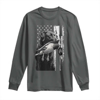 Duck Hunting Dog Back Lab Vintage American Flag Long Sleeve Shirt - Wonder Print Shop