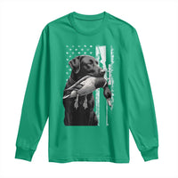 Duck Hunting Dog Back Lab Vintage American Flag Long Sleeve Shirt - Wonder Print Shop
