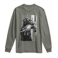 Duck Hunting Dog Back Lab Vintage American Flag Long Sleeve Shirt - Wonder Print Shop