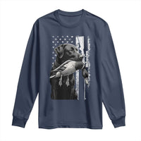 Duck Hunting Dog Back Lab Vintage American Flag Long Sleeve Shirt - Wonder Print Shop