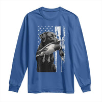 Duck Hunting Dog Back Lab Vintage American Flag Long Sleeve Shirt - Wonder Print Shop