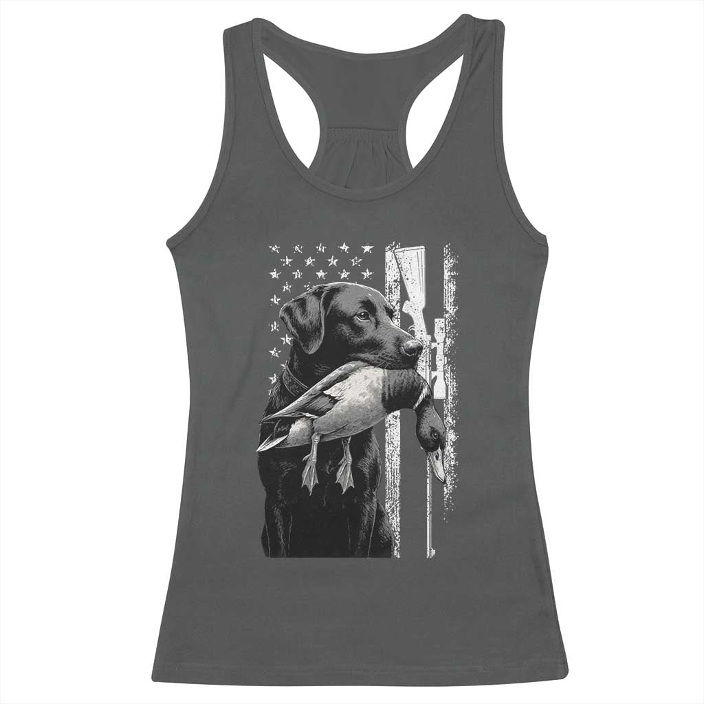 Duck Hunting Dog Back Lab Vintage American Flag Racerback Tank Top - Wonder Print Shop