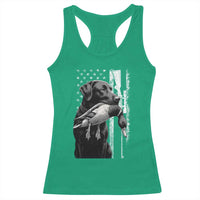 Duck Hunting Dog Back Lab Vintage American Flag Racerback Tank Top - Wonder Print Shop