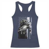 Duck Hunting Dog Back Lab Vintage American Flag Racerback Tank Top - Wonder Print Shop