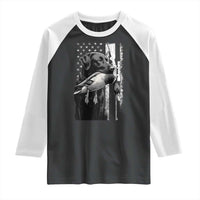 Duck Hunting Dog Back Lab Vintage American Flag Raglan Shirt - Wonder Print Shop