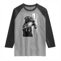 Duck Hunting Dog Back Lab Vintage American Flag Raglan Shirt - Wonder Print Shop