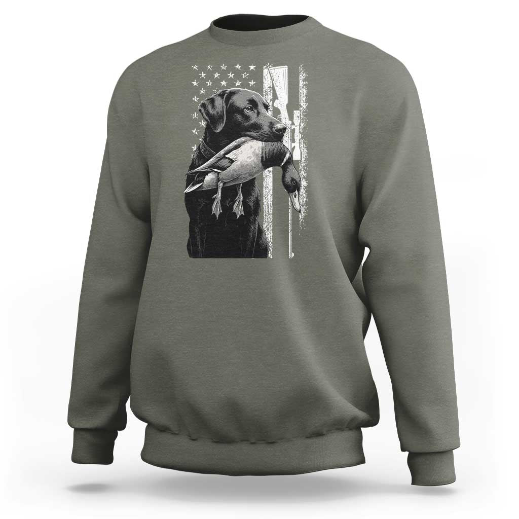 Duck Hunting Dog Back Lab Vintage American Flag Sweatshirt - Wonder Print Shop