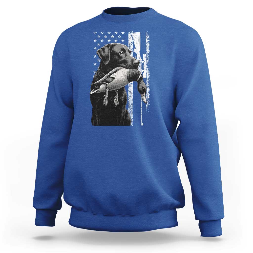 Duck Hunting Dog Back Lab Vintage American Flag Sweatshirt - Wonder Print Shop