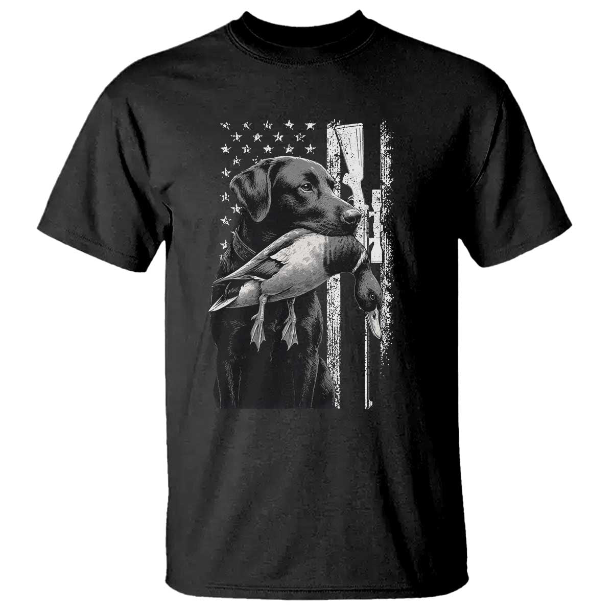 Duck Hunting Dog Back Lab Vintage American Flag T Shirt - Wonder Print Shop