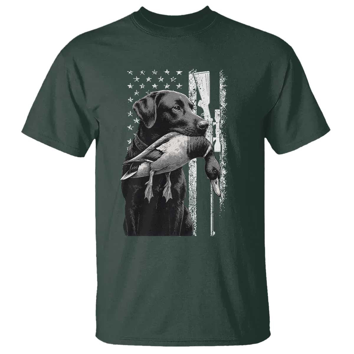 Duck Hunting Dog Back Lab Vintage American Flag T Shirt - Wonder Print Shop
