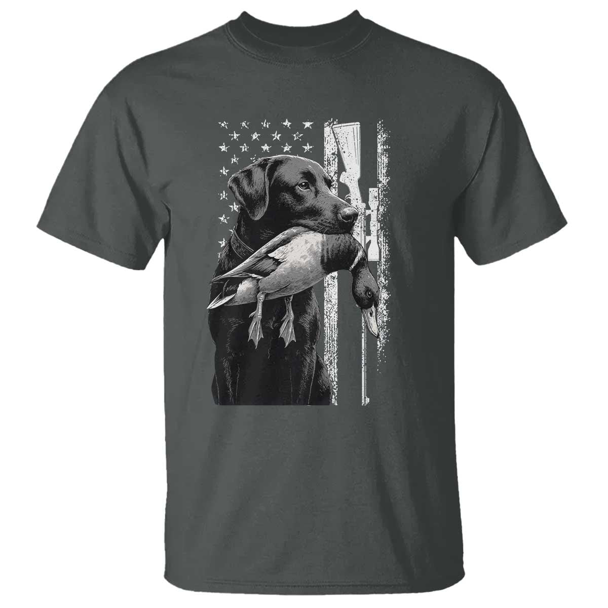 Duck Hunting Dog Back Lab Vintage American Flag T Shirt - Wonder Print Shop