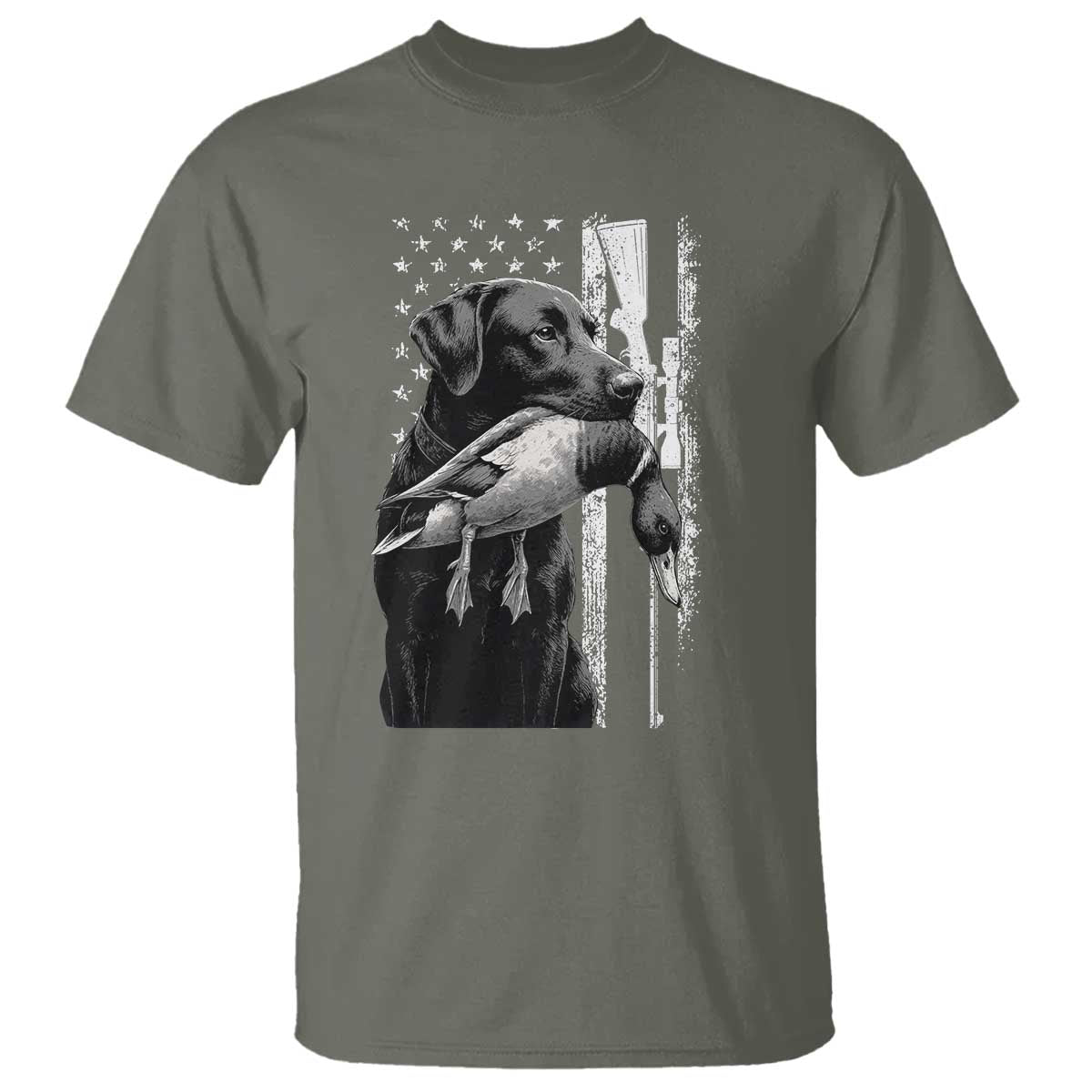 Duck Hunting Dog Back Lab Vintage American Flag T Shirt - Wonder Print Shop