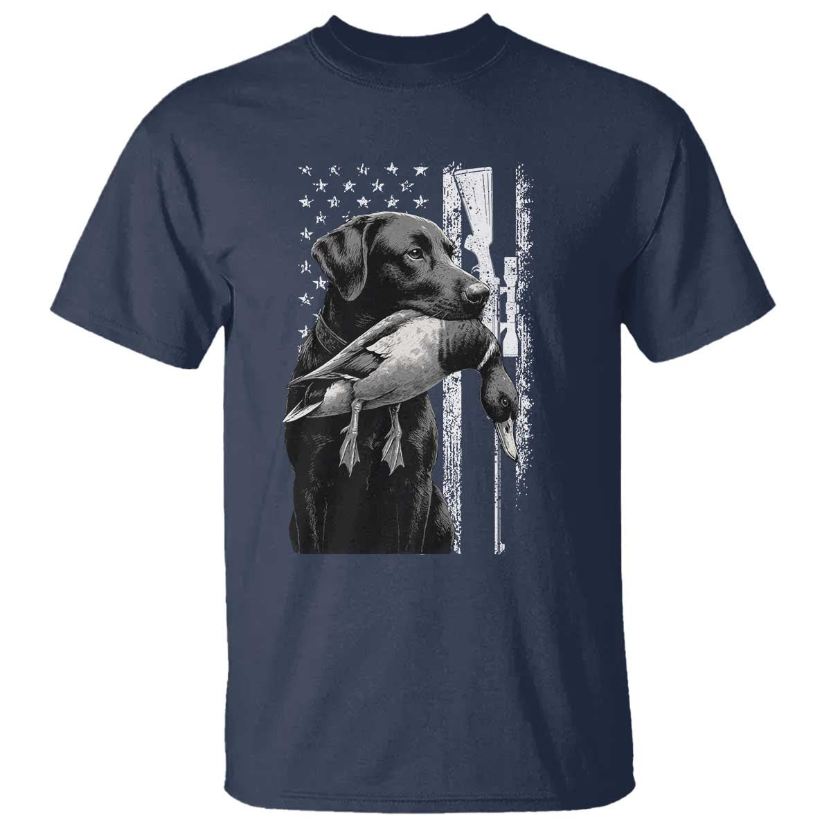 Duck Hunting Dog Back Lab Vintage American Flag T Shirt - Wonder Print Shop