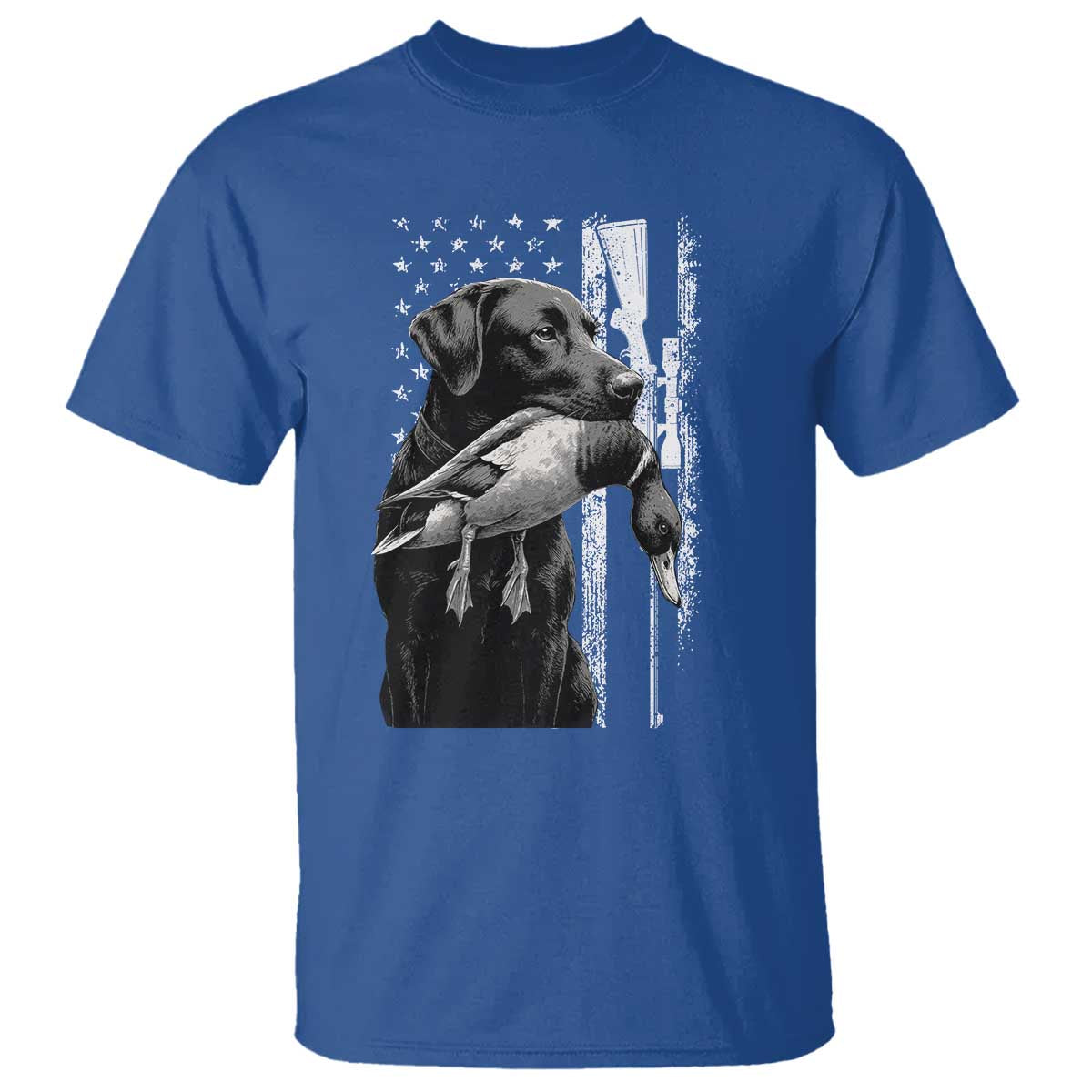Duck Hunting Dog Back Lab Vintage American Flag T Shirt - Wonder Print Shop