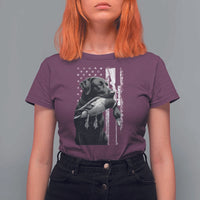 Duck Hunting Dog Back Lab Vintage American Flag T Shirt For Women - Wonder Print Shop