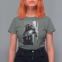Duck Hunting Dog Back Lab Vintage American Flag T Shirt For Women - Wonder Print Shop