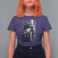 Duck Hunting Dog Back Lab Vintage American Flag T Shirt For Women - Wonder Print Shop