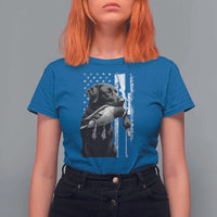Duck Hunting Dog Back Lab Vintage American Flag T Shirt For Women - Wonder Print Shop