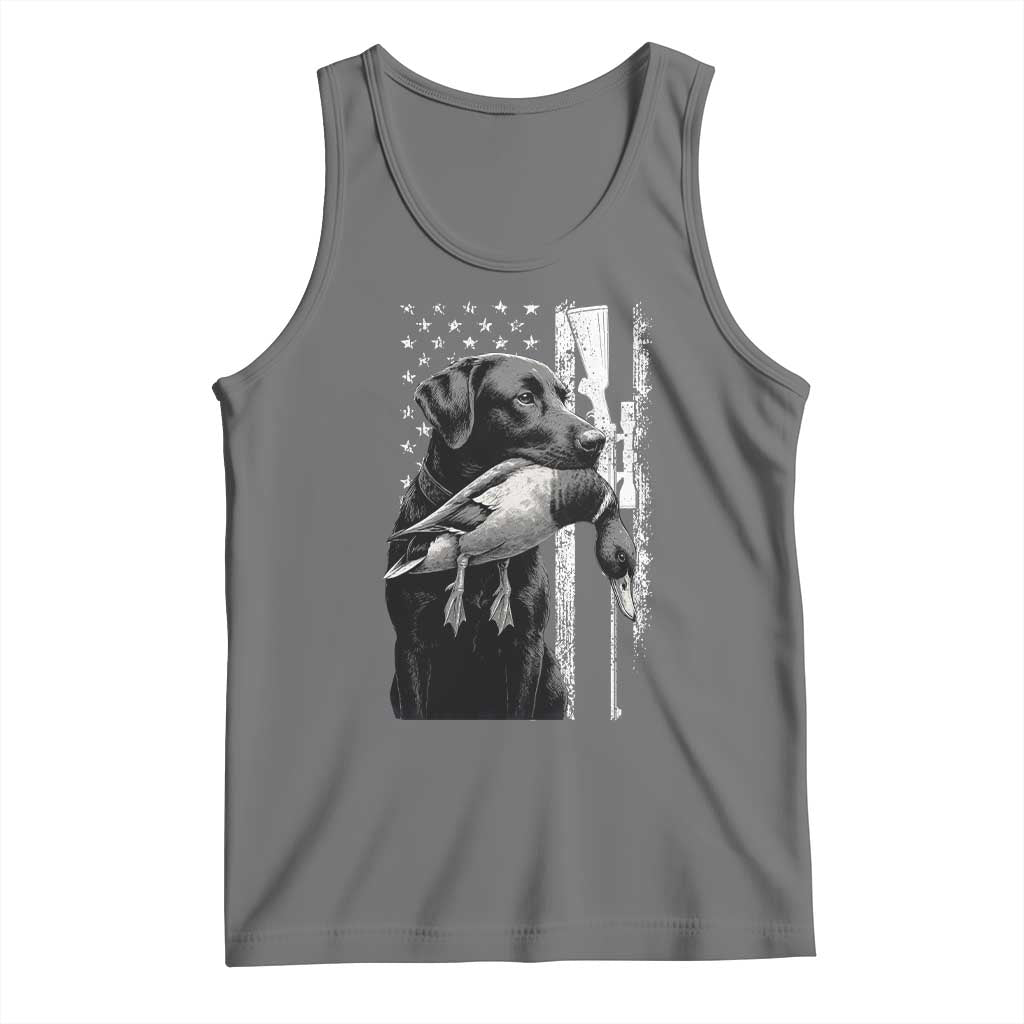Duck Hunting Dog Back Lab Vintage American Flag Tank Top - undefined