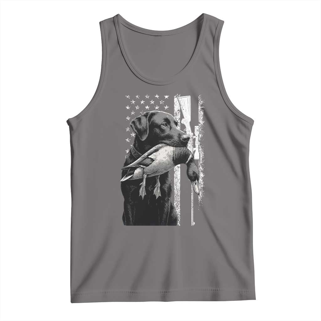 Duck Hunting Dog Back Lab Vintage American Flag Tank Top - undefined