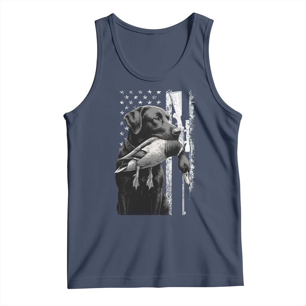 Duck Hunting Dog Back Lab Vintage American Flag Tank Top - undefined