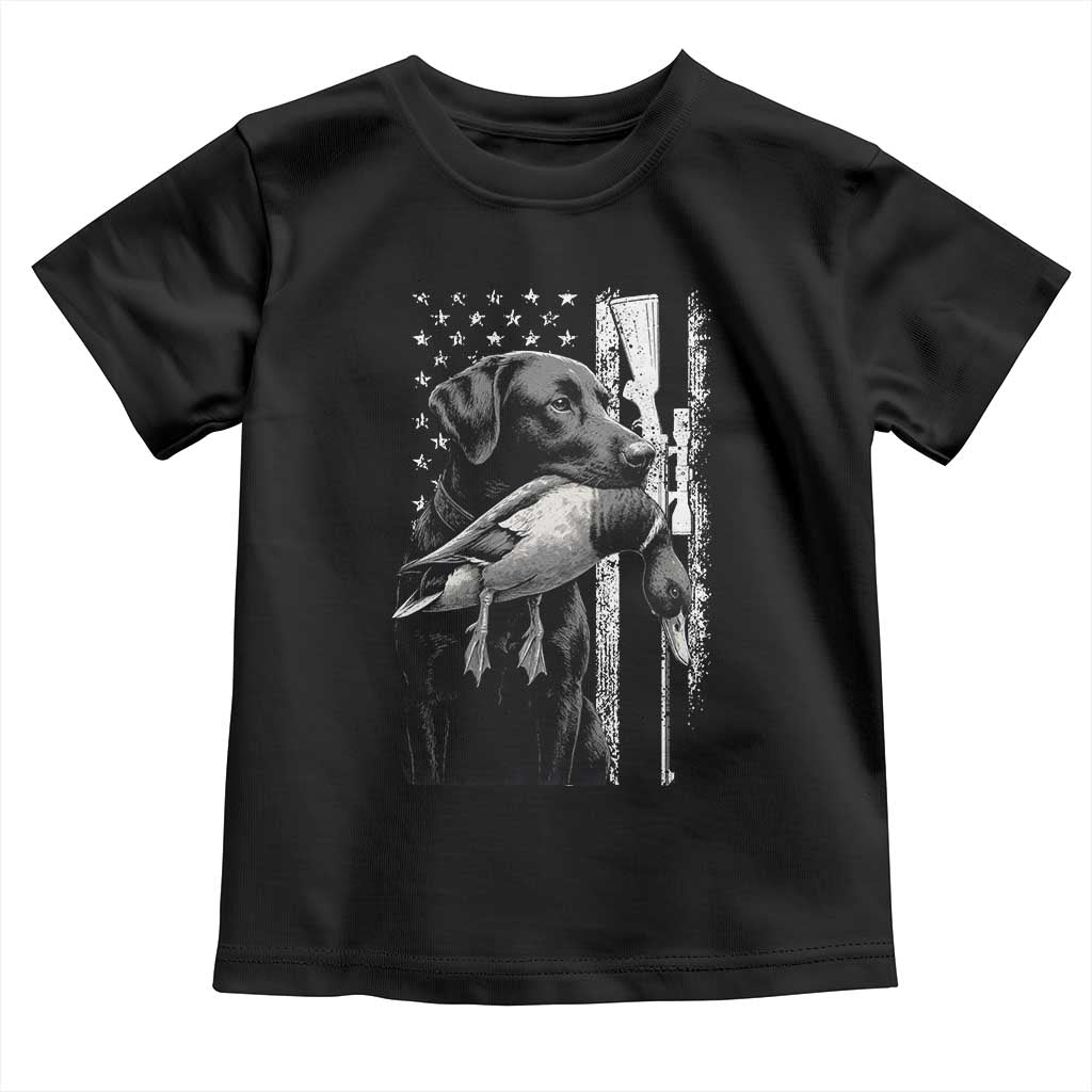 Duck Hunting Dog Back Lab Vintage American Flag Toddler T Shirt - Wonder Print Shop