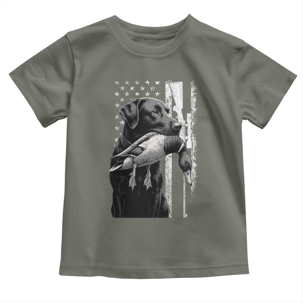 Duck Hunting Dog Back Lab Vintage American Flag Toddler T Shirt - Wonder Print Shop