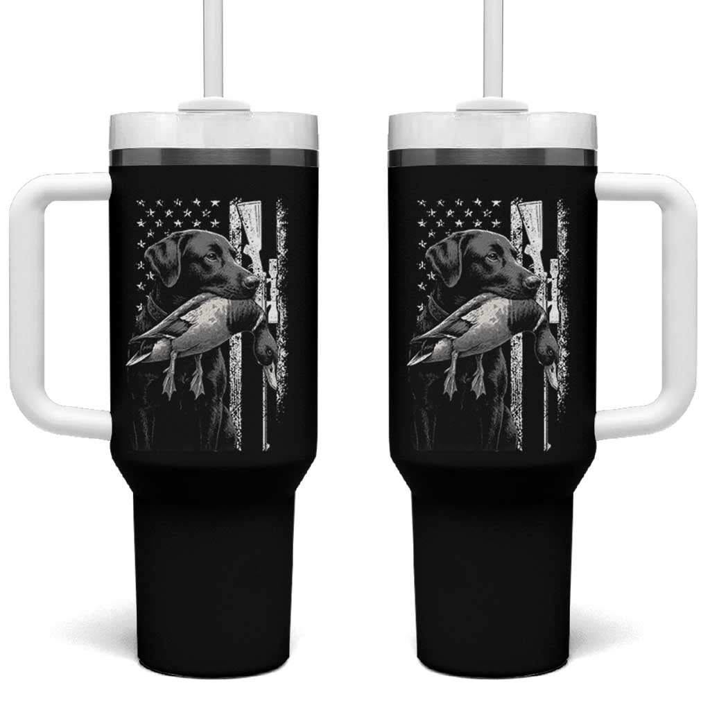 Duck Hunting Dog Back Lab Vintage American Flag Tumbler With Handle - Wonder Print Shop