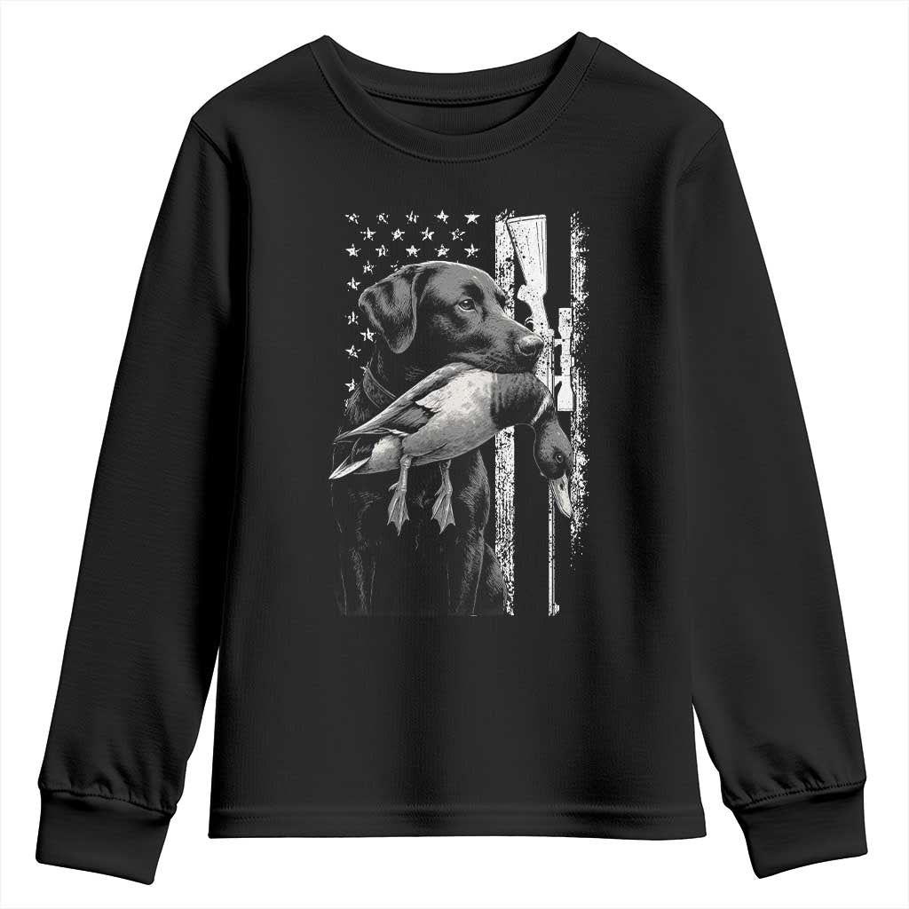 Duck Hunting Dog Back Lab Vintage American Flag Youth Sweatshirt - Wonder Print Shop