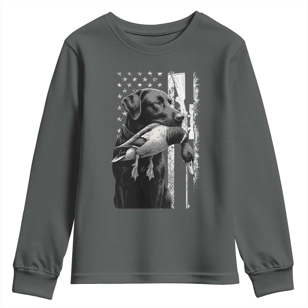Duck Hunting Dog Back Lab Vintage American Flag Youth Sweatshirt - Wonder Print Shop