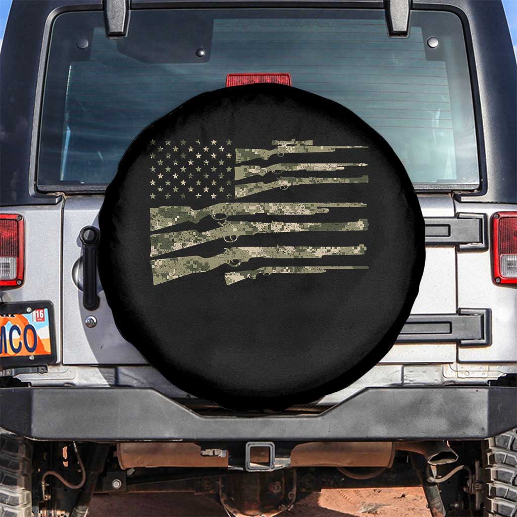 Hunting Guns Vintage Camo American Flag Spare Tire Cover - Wonder Print Shop