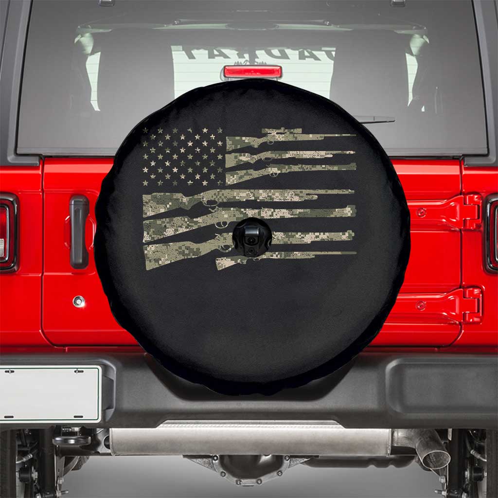Hunting Guns Vintage Camo American Flag Spare Tire Cover - Wonder Print Shop