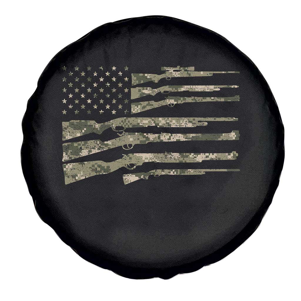 Hunting Guns Vintage Camo American Flag Spare Tire Cover - Wonder Print Shop