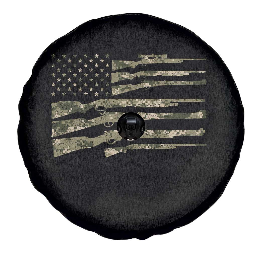 Hunting Guns Vintage Camo American Flag Spare Tire Cover - Wonder Print Shop
