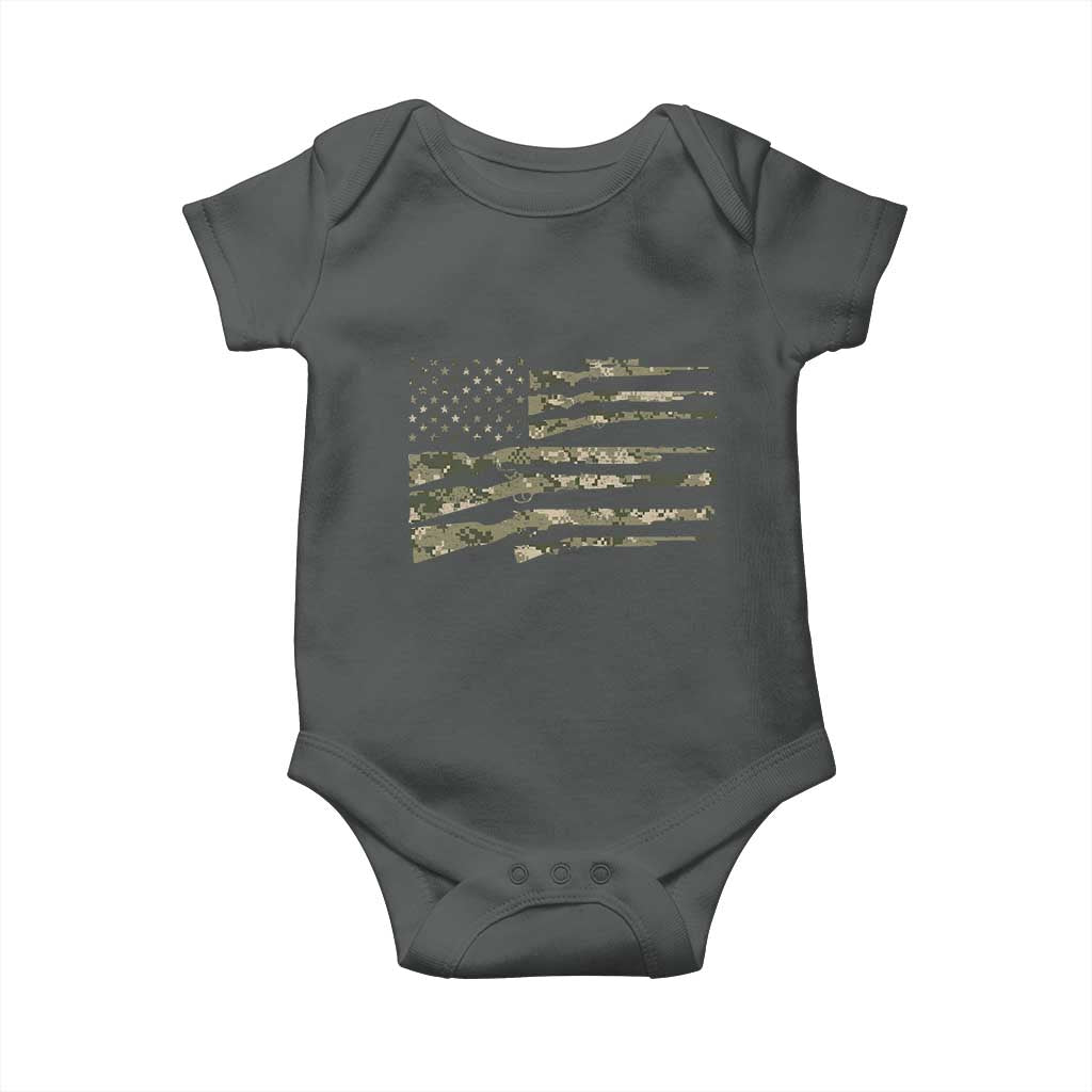 Hunting Guns Vintage Camo American Flag Baby Onesie - Wonder Print Shop